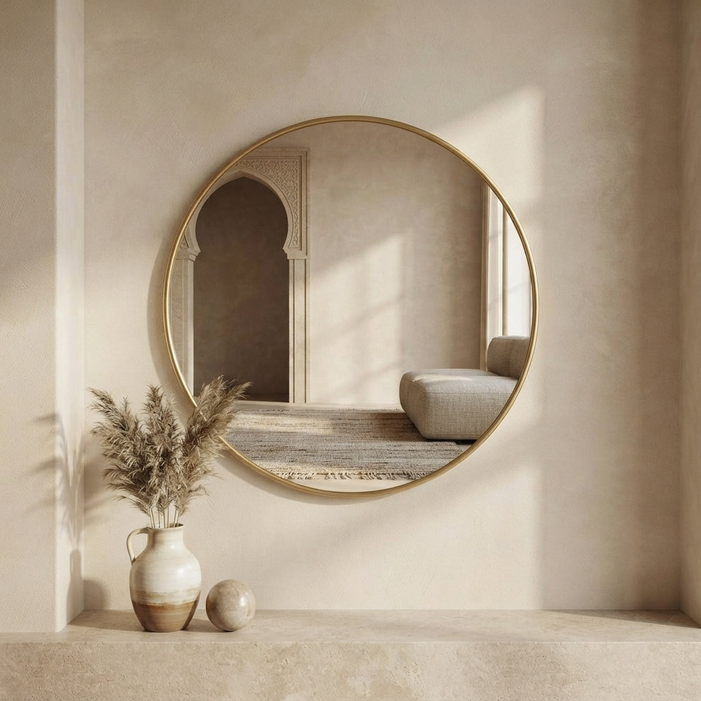 Atlas Halo — Handcrafted Moroccan Brass Mirror