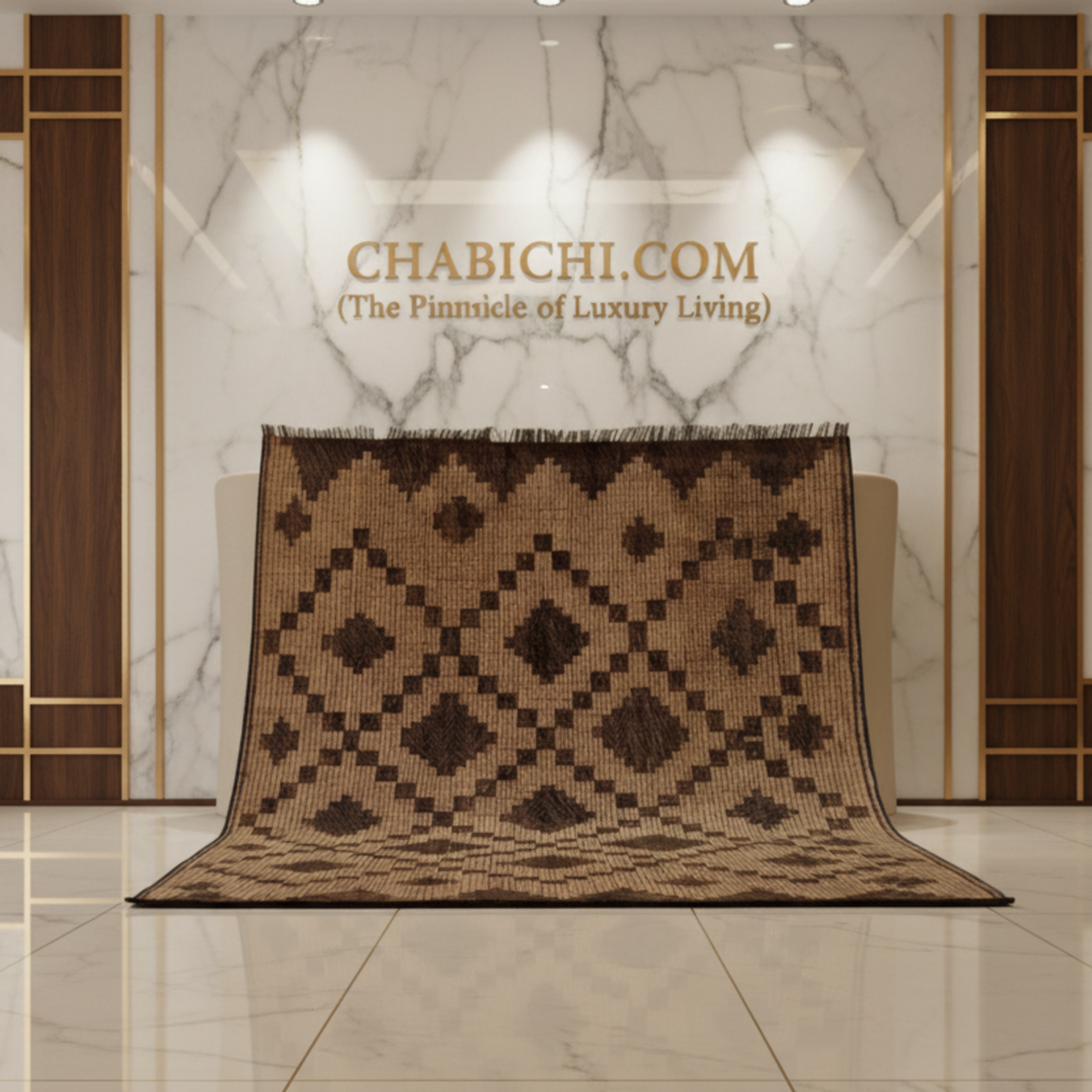 Luxury Mauritanian Reed and Leather Rug - Handmade Tribal Mat | Chabichi Collection