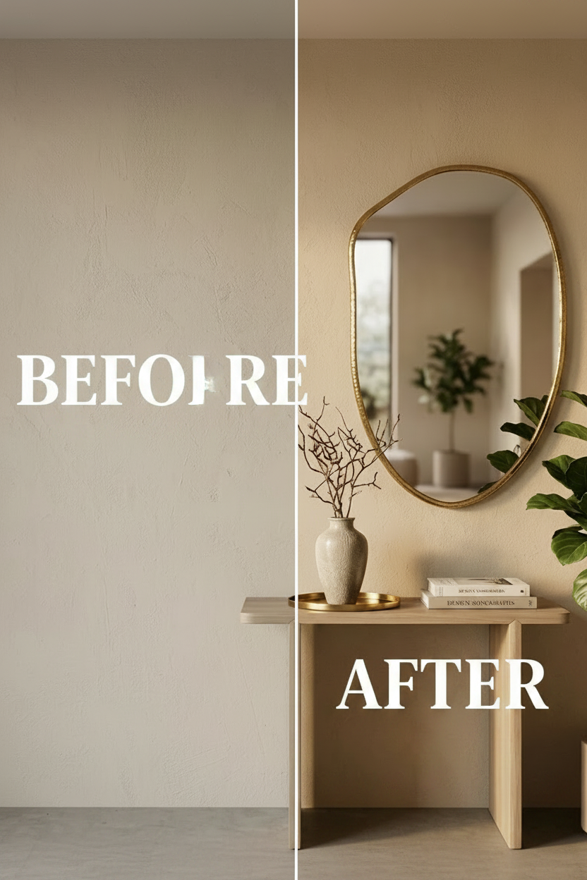 Asymmetrical Moroccan Brass Wall Mirror – Organic Irregular Shape Gold Mirror