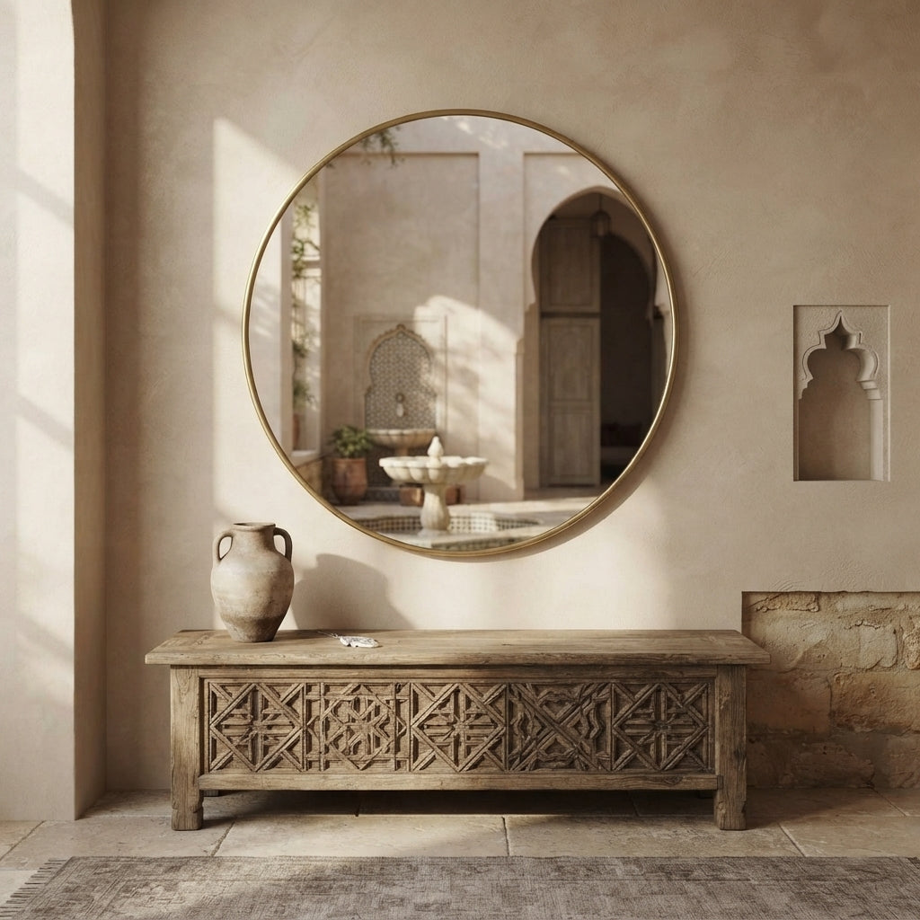 Atlas Halo — Handcrafted Moroccan Brass Mirror
